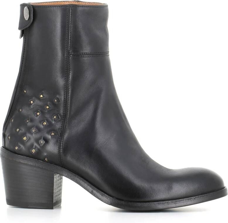 Alberto Fasciani Zwarte leren studs enkellaarzen Black Dames