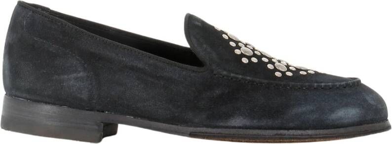 Alberto Fasciani Zwarte Suède Studs Loafers Black Dames