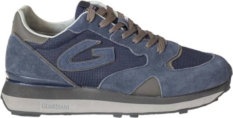 Alberto Guardiani Blauwe Suède en Canvas Sneaker voor Heren Blue Heren