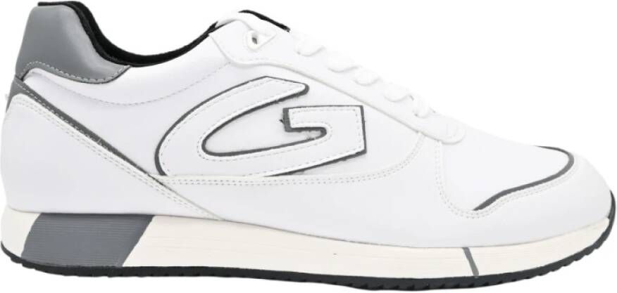 Alberto Guardiani Lage Man Leren Sneakers Wit Grijs White Heren