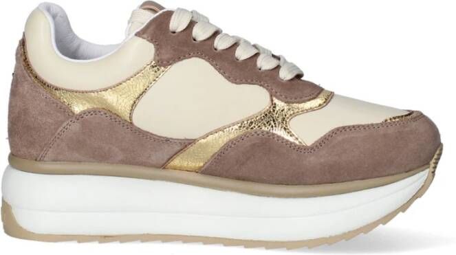 Alberto Guardiani Platform Sneakers met Suède en Leer Beige Dames