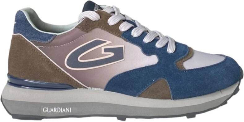 Alberto Guardiani Suede en Nylon Sneaker Grijs Groen Blauw Mannen Multicolor Heren