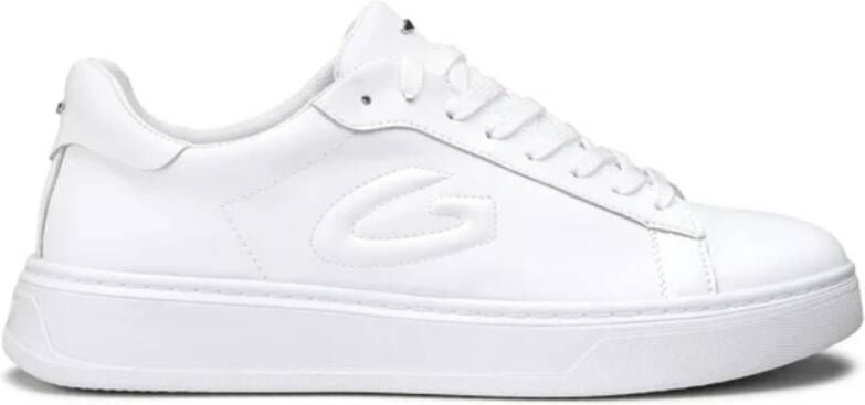 Alberto Guardiani Witte leren sneaker met metalen detail White Heren