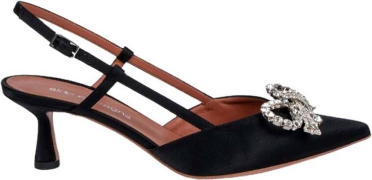 Aldo Castagna Chanel Claire Zwarte Satijnen Hakken Black Dames