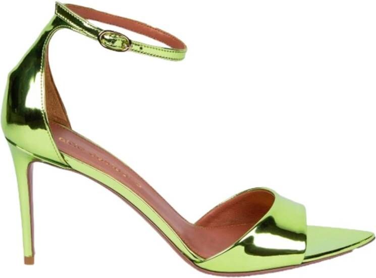 Aldo Castagna Groene spiegelende enkelband sandalen Green Dames