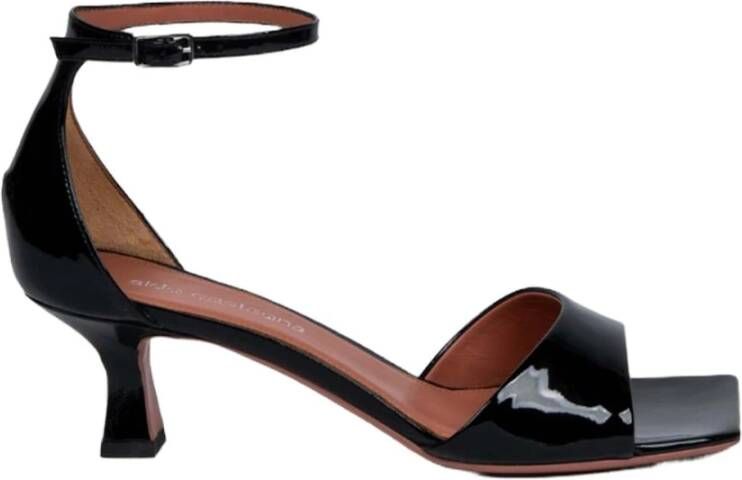 Aldo Castagna Zwarte Lakleren Enkelband Sandalen Black Dames