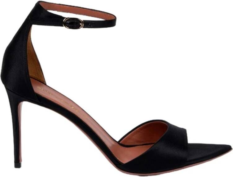 Aldo Castagna Zwarte Satijnen Enkelband Sandalen Black Dames