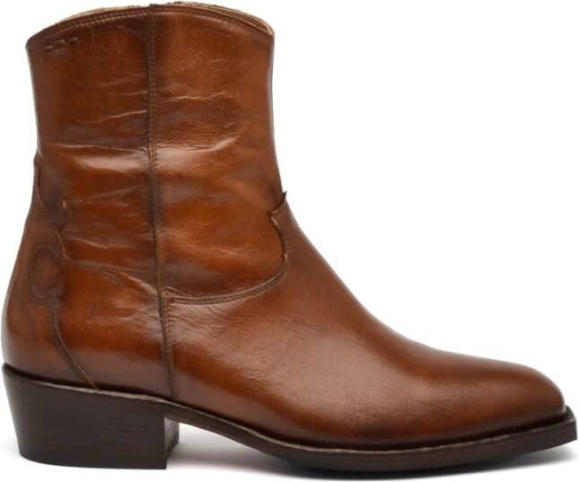 Alexander Hotto Leren Texano Laarzen in Cuoio Stijl Brown Dames