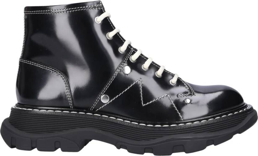 Alexander mcqueen Zwarte leren Tread enkellaarzen Black Dames