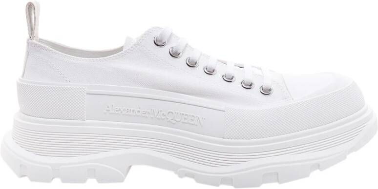 Alexander mcqueen Canvas Sneakers met Contrasterende Veters White