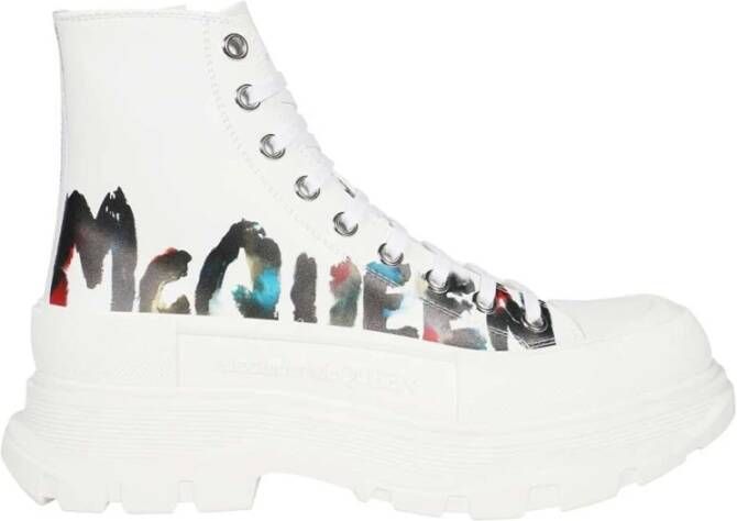 alexander mcqueen Canvas Sneakers met Rubberen Zool White Heren