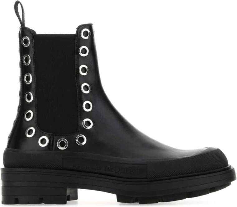 Alexander mcqueen Tread Slick Ankle Boots Black White Leather Zwart Heren