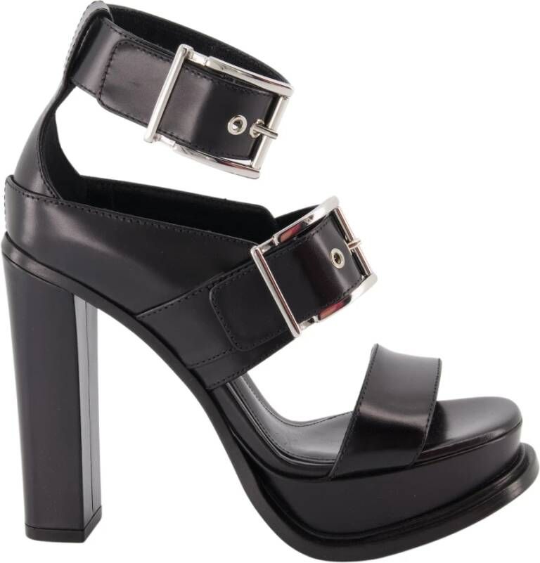 Alexander mcqueen Zwarte Sandalen met Pinafore Metaal Black Dames