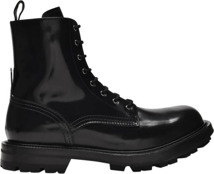 Alexander mcqueen Laced Boots in Black Patent Leather Zwart Heren