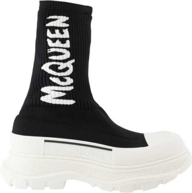 Alexander mcqueen Zwarte stretch nylon Tread Slick sneakers Zwart Dames