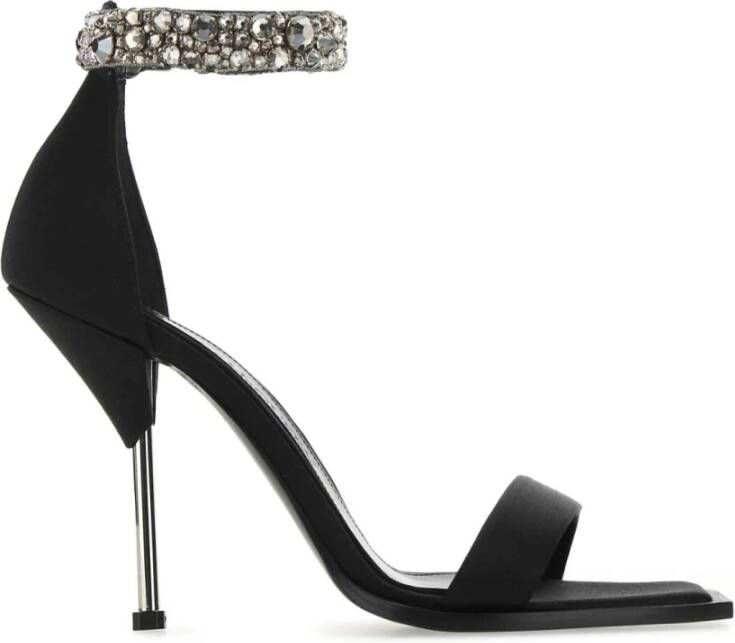 Alexander mcqueen Zijden Satijnen Hak Sandalen Black Dames