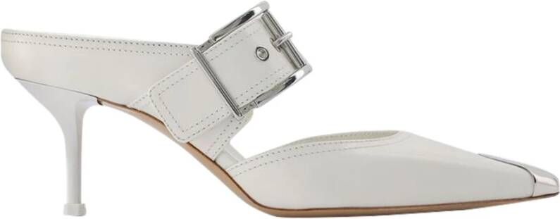 Alexander mcqueen Krijtleren Hardware Muiltjes 7cm Hak White Dames