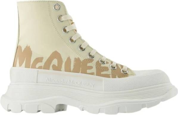 Alexander mcqueen Chunky Sole High-Top Sneakers Zwart Wit Beige Dames