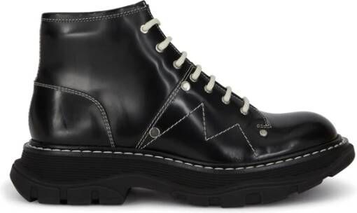 Alexander mcqueen Zwarte leren Tread enkellaarzen Black Dames