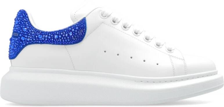 Alexander mcqueen Witte Oversized Sneakers met Blauwe Suède Hak en Strass White Dames