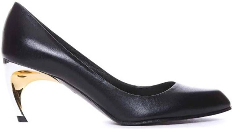 alexander mcqueen Leren Armadillo Pumps Goud Zilver Hak Black Dames