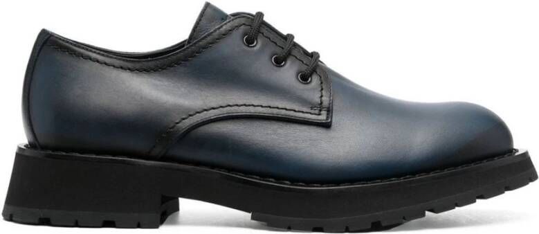 alexander mcqueen Leren Derbies met Rubberen Zool Blue Heren