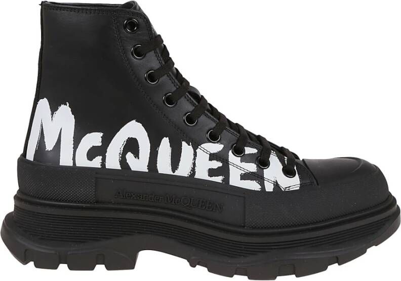 Alexander mcqueen Leren enkellaars met iconische tape en oversized zool Black Heren