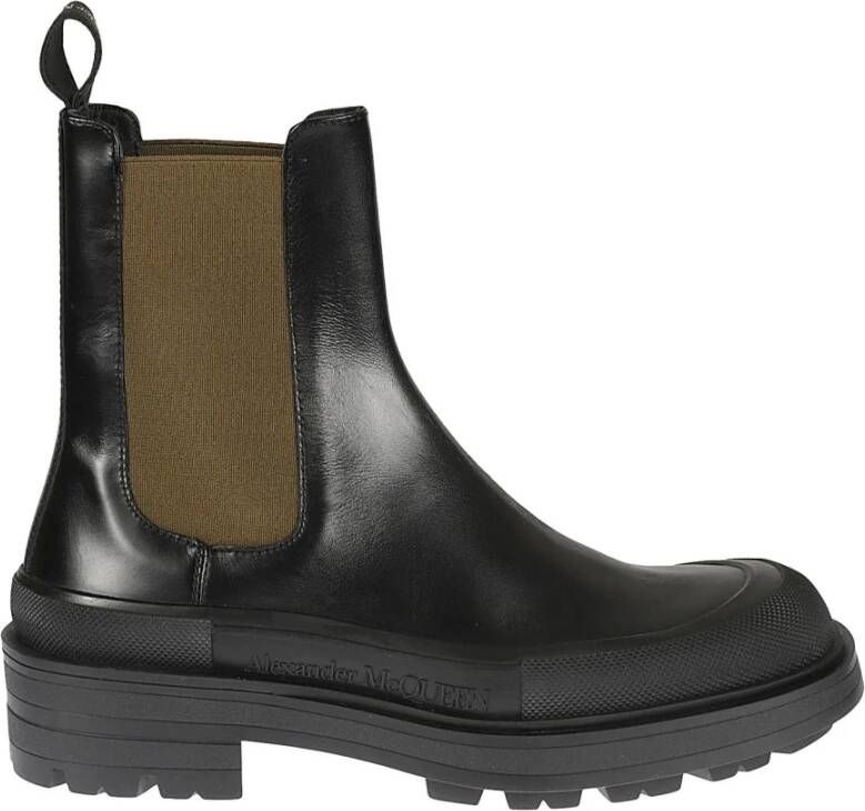 Alexander mcqueen Stack Chelsea Boots Leer Moderne Stijl Zwart Heren