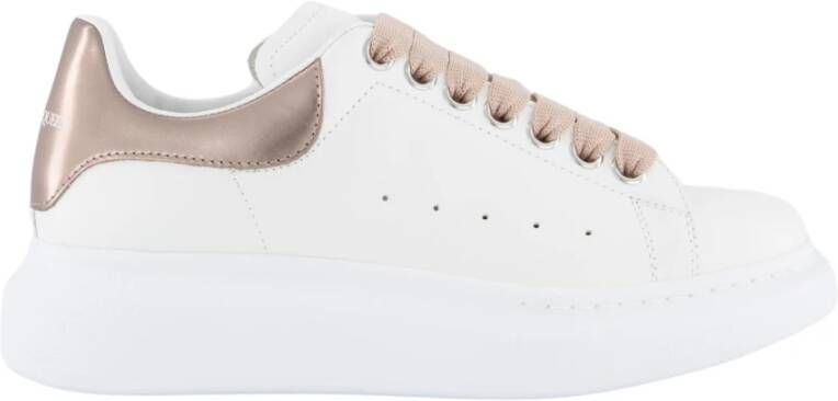 Alexander mcqueen Bronzen Hiel Witte Leren Sneakers White Dames