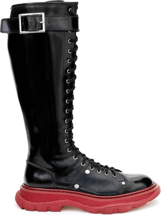 Alexander mcqueen Leren Veterschoenen Black Dames