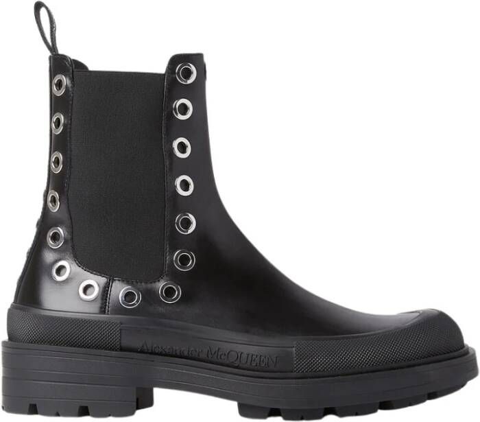 Alexander mcqueen Tread Slick Ankle Boots Black White Leather Zwart Heren