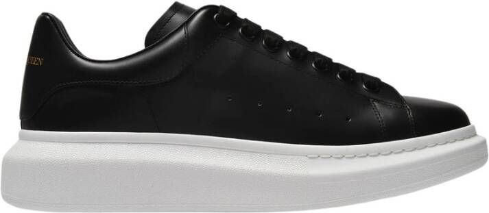 Alexander mcqueen Oversized Sneakers in Black Leather and Black Heel Wit Heren