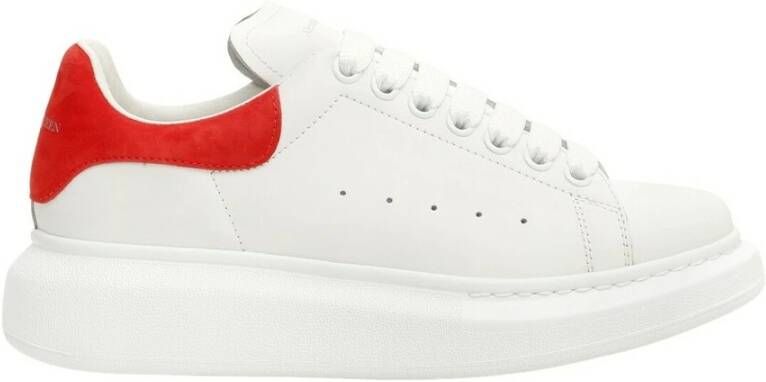 Alexander mcqueen Witte Leren Sneakers met Rode Suède Spoiler White