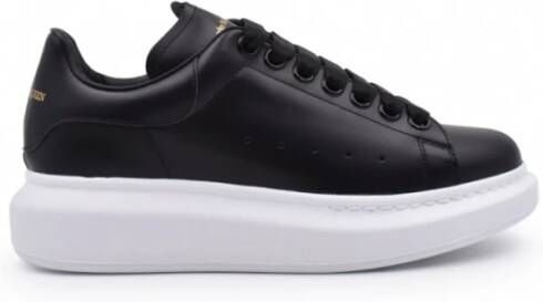 Alexander mcqueen Oversized Sneakers in Black Leather and Black Heel Wit Heren