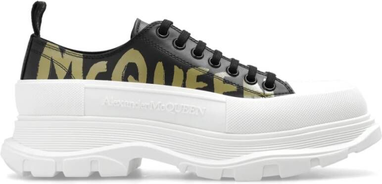 Alexander mcqueen Zwarte Tread Sneakers met Contrasterend Logo Black Heren