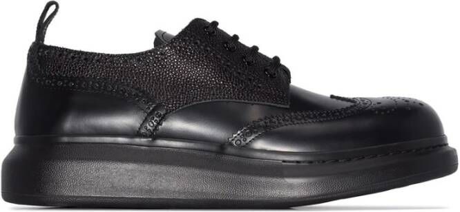 Alexander mcqueen Platte Schoenen met Brogue Details Black Heren