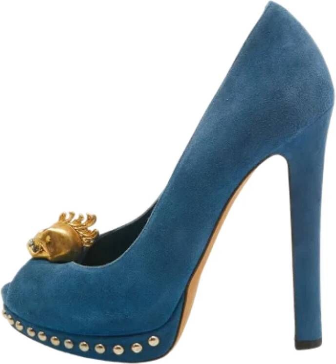 Alexander McQueen Pre-owned Suede heels Blue Dames