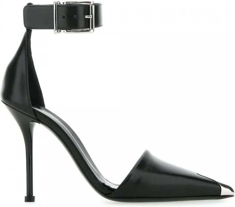 Alexander mcqueen Zwarte Leren Hoge Hak Schoen Black Dames