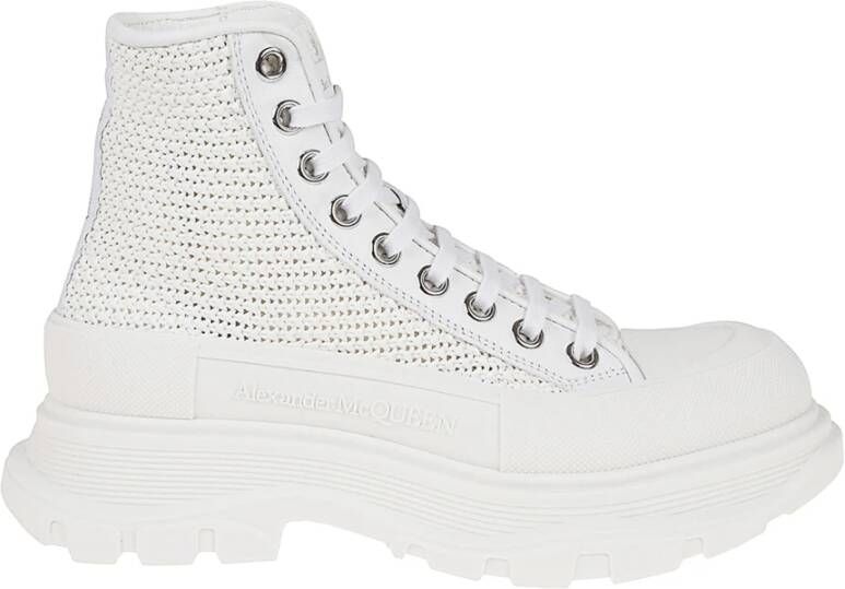 Alexander mcqueen Raffia High-Top Sneakers met Lint White Dames