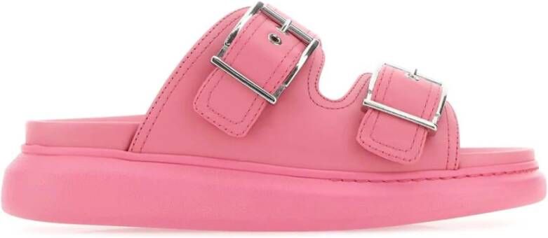 alexander mcqueen Roze Leren Sliders voor Vrouwen Roze Dames