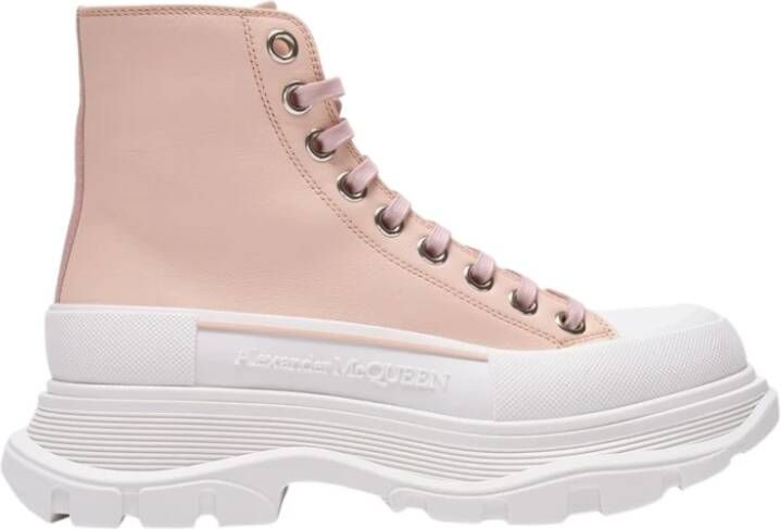 Alexander mcqueen Roze Leren Tread Slick Sneakers Roze Dames