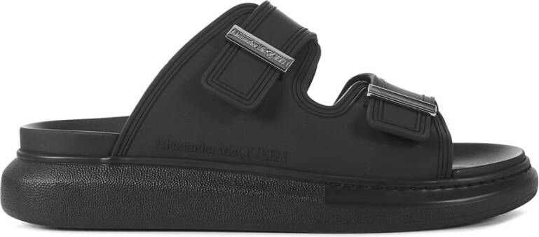 Alexander mcqueen Zwarte platte schoenen met slide sandalen Zwart Heren