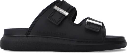 Alexander mcqueen Zwarte platte schoenen met slide sandalen Black Heren