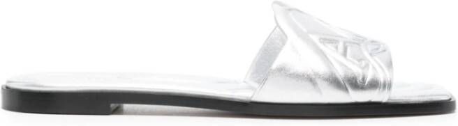 Alexander mcqueen Zilveren leren slippers Gray Dames