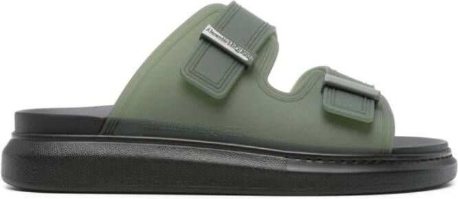 Alexander mcqueen Khaki Rubberen Sandalen Slip-On Stijl Green Heren