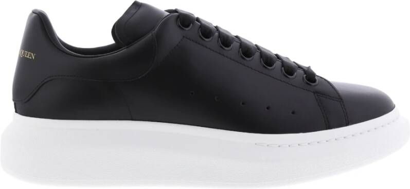 Alexander mcqueen Oversized Sneakers in Black Leather and Black Heel Wit Heren