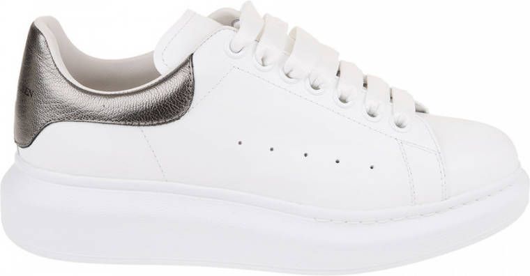 Alexander mcqueen sneakers oversized in wit leer en zilveren hak Meerkleurig Dames