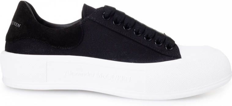 Alexander mcqueen Deck Lace Up Plimsoll sneaker van canvas met kalfssuède details