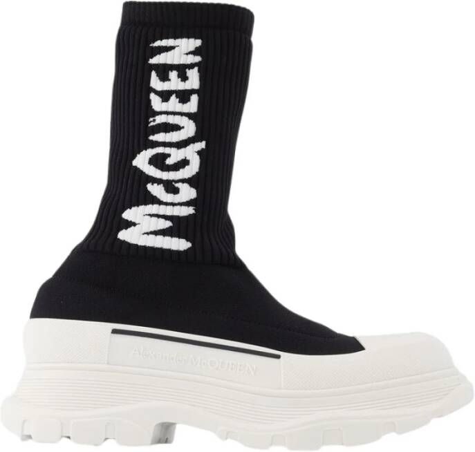 Alexander mcqueen Zwarte stretch nylon Tread Slick sneakers Zwart Dames