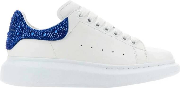 Alexander mcqueen Witte Oversized Sneakers met Blauwe Suède Hak en Strass White Dames